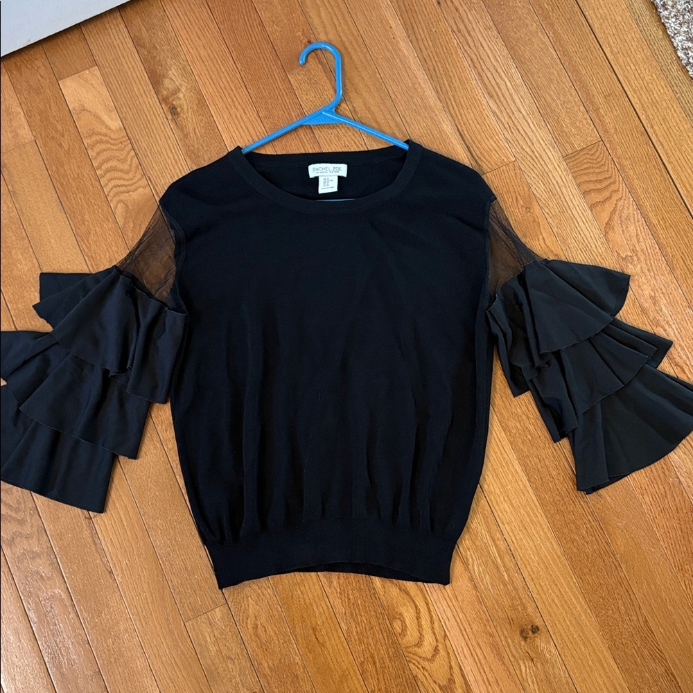 Rachel Zoe Black Bell Sleeve Blouse Size XL - Picture 3 of 10